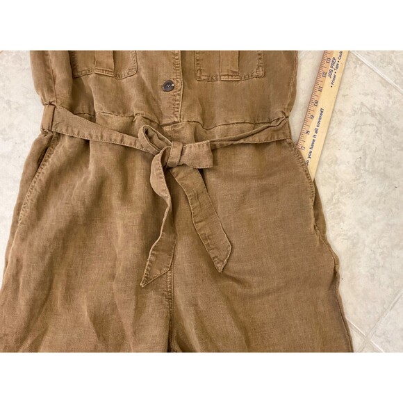 C & C California Brown Linen Blend Button Front jumpsuit women’s size Medium - Picture 7 of 11